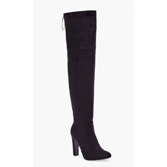 Just Fab Jesyna Black Over The Knee Boots WIDE CALF 8.5E 9E 9..5E 10E - Picture 5 of 10